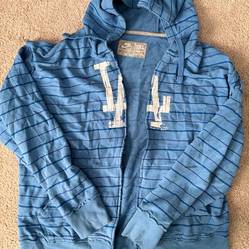 Nike Blue Striped Hoodie LA Dodgers